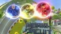 The default Mii Fighters shielding on Mario Circuit.