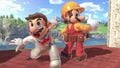 Mario's new Wedding and Builder costumes on Princess Peach's Castle.