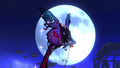 Using her double jump, which displays Madama Butterfly's wings.